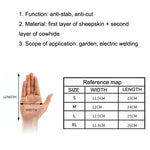1 paire de gants de sécurité JJ-5002 en cuir véritable pour l'équitation et le jardinage, tailles : S, M, L, XL