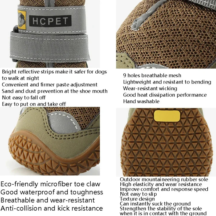 Lot de 4 chaussures pour chien en filet respirant HCPET, n° 1 (4 cm), n° 2 (4,5 cm), n° 3 (5 cm), n° 4 (5,5 cm), n° 5 (6 cm), n° 6 (6,5 cm), n° 7 (7 cm), n° 8 (7,5 cm)