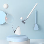Brosse de toilette Golf avec base étanche à ouverture et fermeture automatiques, blanc, bleu, noir, vert
