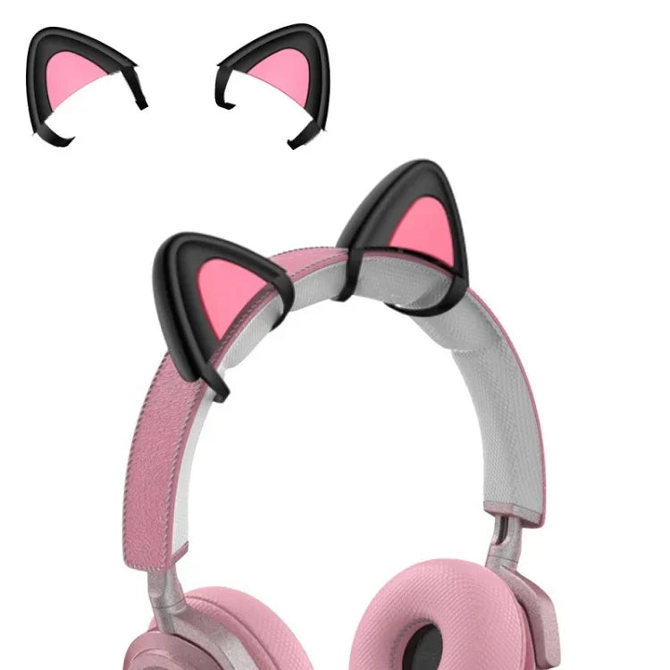 T6 Décoration Oreilles de Chat Mignonnes pour Casque, Noir, Blanc