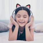 T6 Décoration Oreilles de Chat Mignonnes pour Casque, Noir, Blanc