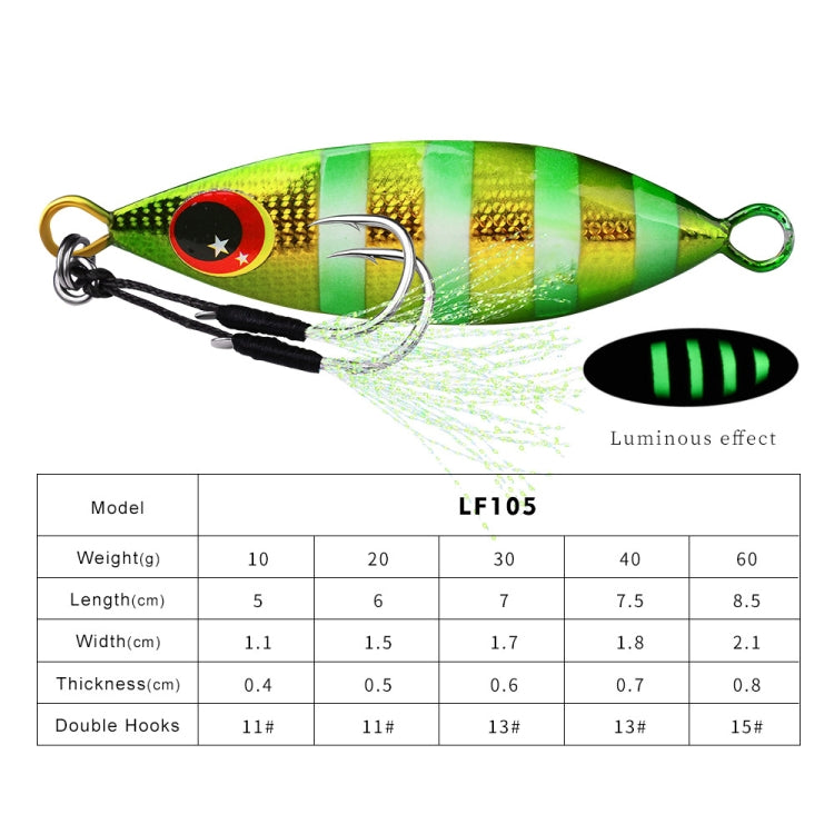Appât métallique PROBEROS LF105 pour pêche en mer, 10g, 20g, 30g, 40g, 60g
