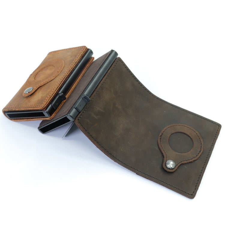 Portefeuille antivol pour hommes, porte-cartes, mini portefeuilles pour AirTag 2e génération / AirTag 1e génération, cuir de vachette bleu, cuir de vachette noir, cuir de vachette marron, cuir de vachette marron foncé, cuir de vachette fibre de carbone