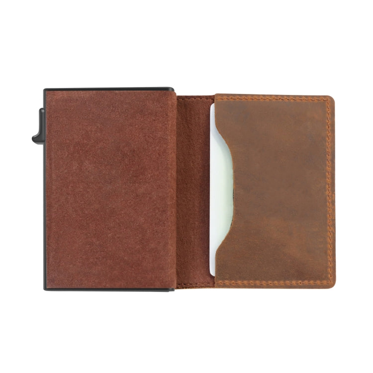 Portefeuille antivol pour hommes, porte-cartes, mini portefeuilles pour AirTag 2e génération / AirTag 1e génération, cuir de vachette bleu, cuir de vachette noir, cuir de vachette marron, cuir de vachette marron foncé, cuir de vachette fibre de carbone