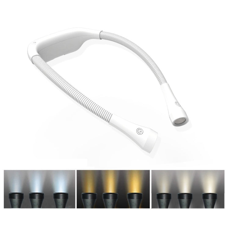 Lampe tour de cou, Protection oculaire pour étudiants, Lampe de lecture LED rechargeable USB, Blanc, Noir