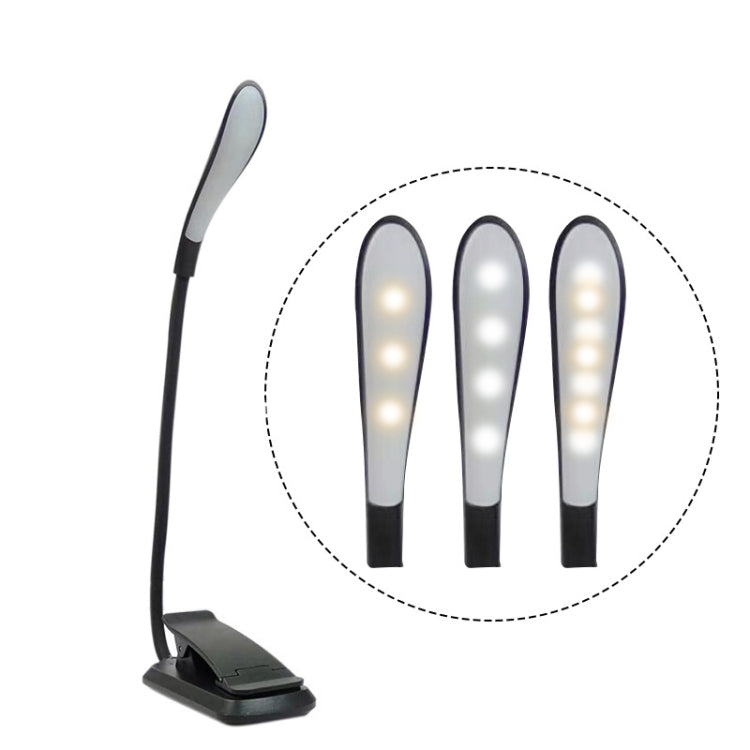 8027D-2 7 Perles LED Lampe de Lecture Pliable Clipser, Protection des Yeux, Blanc, Noir