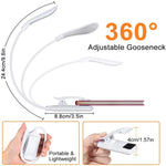8027D-2 7 Perles LED Lampe de Lecture Pliable Clipser, Protection des Yeux, Blanc, Noir