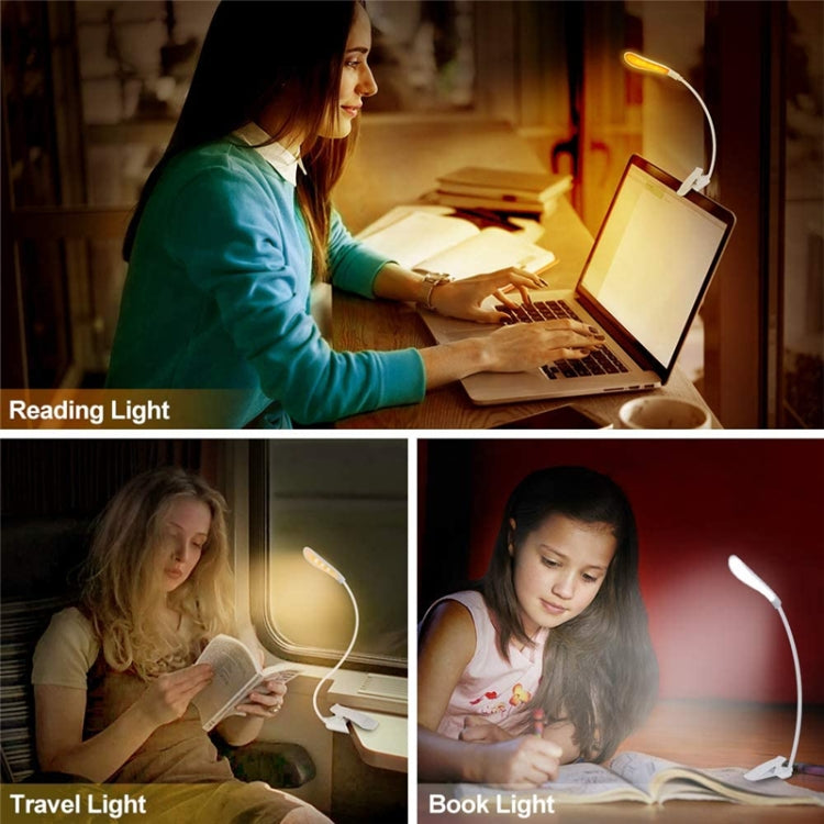 8027D-2 7 Perles LED Lampe de Lecture Pliable Clipser, Protection des Yeux, Blanc, Noir