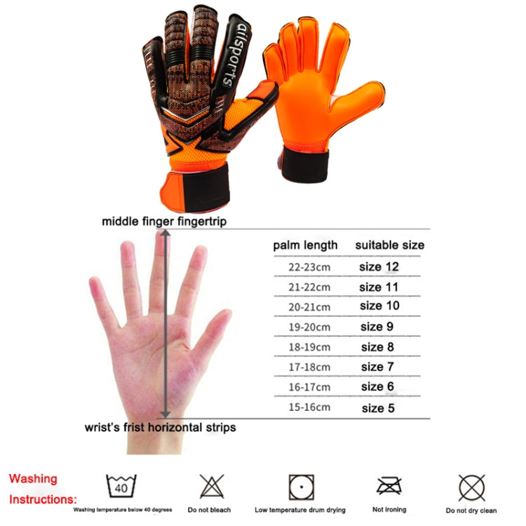 Ailsports ST5511 1 paire Gants de Gardien de But Latex Épais Protection des Doigts, 5, 6, 7, 8, 9, 10, 11