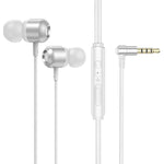 2 écouteurs intra-auriculaires filaires TS6000 3,5 mm avec commande en métal et microphone, blanc, rouge, vert, noir