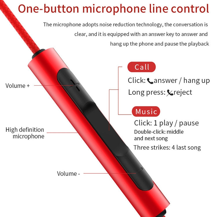 Écouteurs intra-auriculaires filaires EN3900 avec microphone, fiche 3,5 mm, blanc, rouge, noir