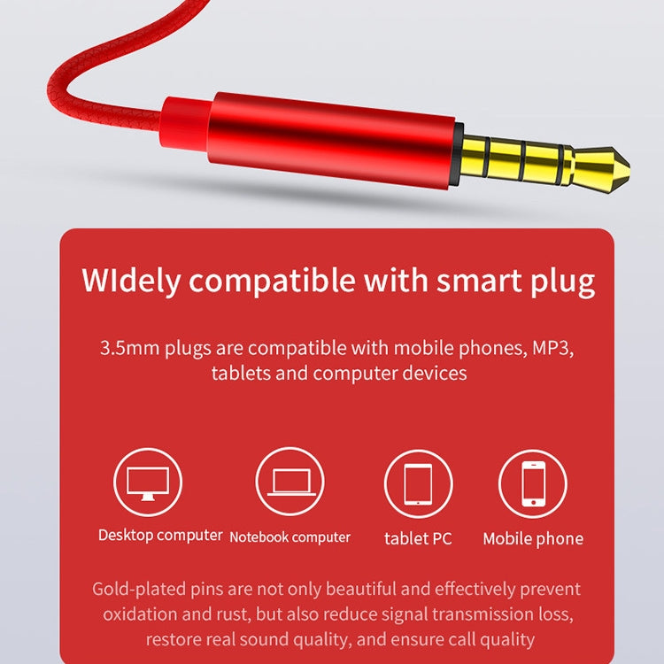 Écouteurs intra-auriculaires filaires EN3900 avec microphone, fiche 3,5 mm, blanc, rouge, noir