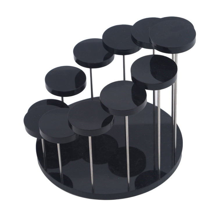 Présentoir à bagues en acrylique à 12 emplacements, noir, blanc, transparent