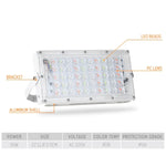 Projecteur extérieur étanche ultra-léger 50W LED RVB avec télécommande