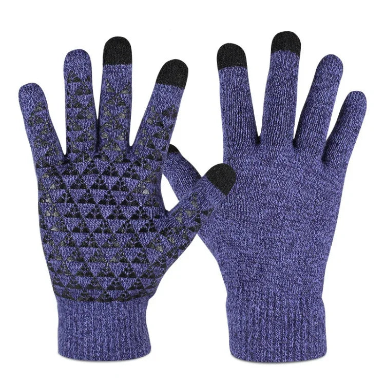1 Paire de Gants Chauds Tactiles Tricotés en Velours Épais, Taille Unique
