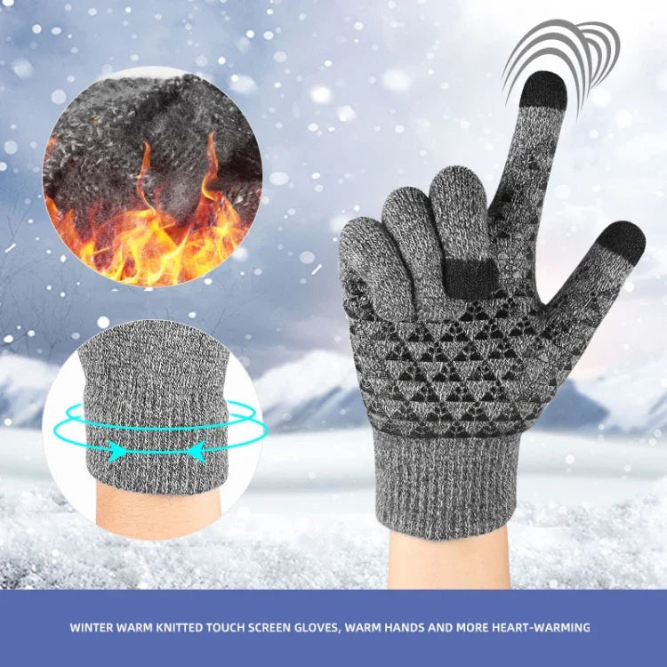 1 Paire de Gants Chauds Tactiles Tricotés en Velours Épais, Taille Unique
