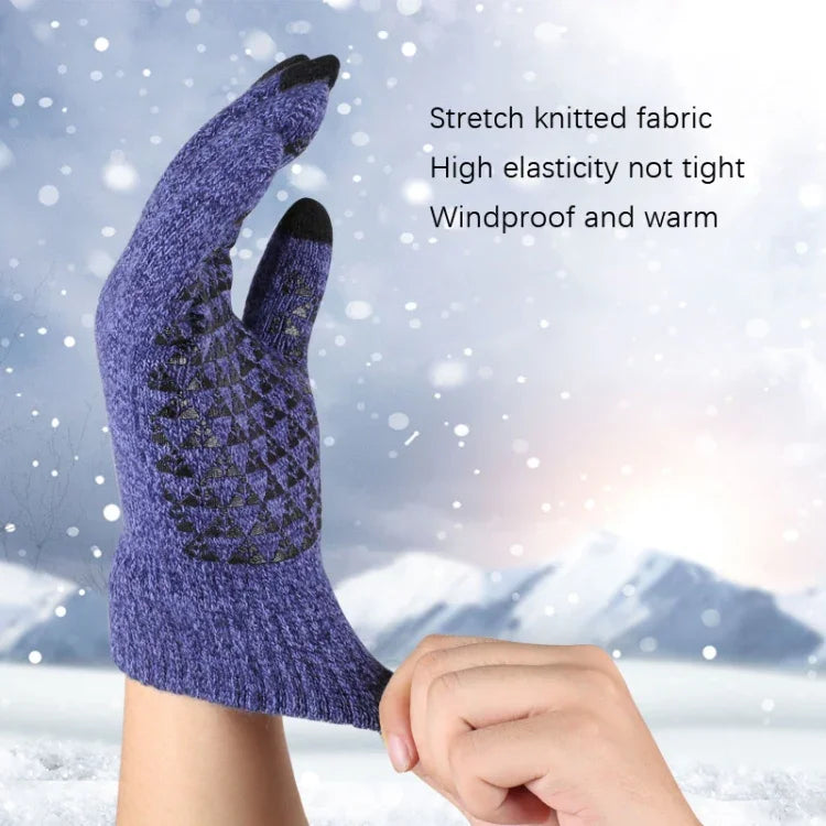 1 Paire de Gants Chauds Tactiles Tricotés en Velours Épais, Taille Unique