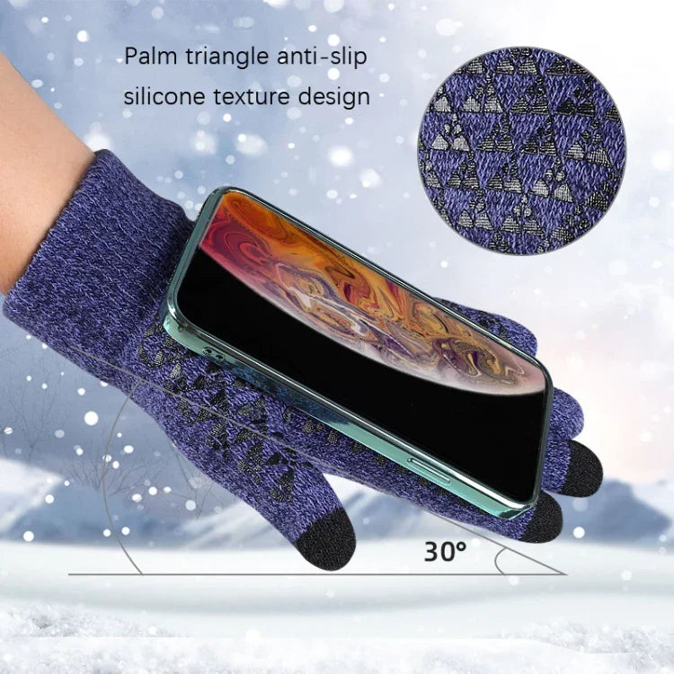 1 Paire de Gants Chauds Tactiles Tricotés en Velours Épais, Taille Unique