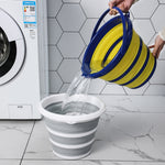 Seau pliant portable en silicone pour l'extérieur, gris 10 litres