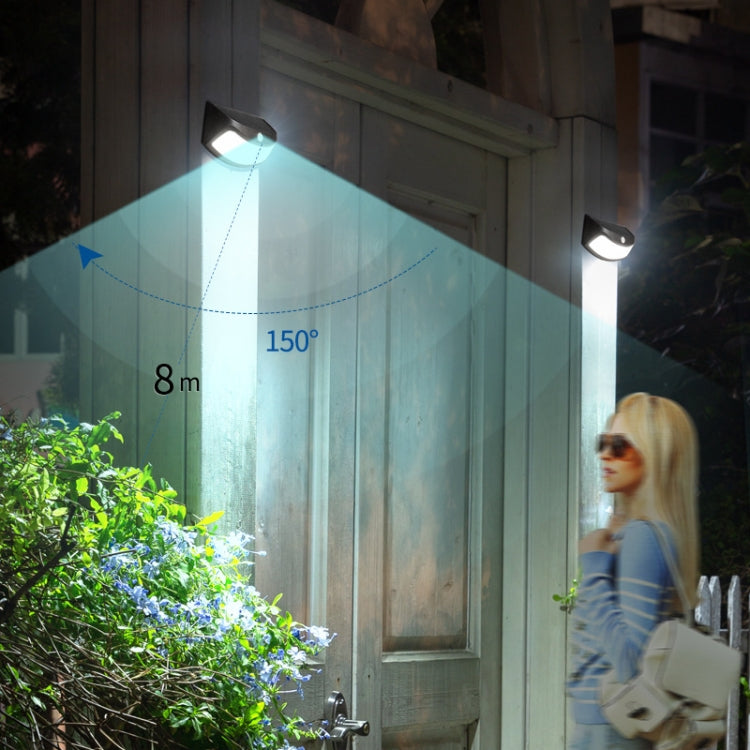 Lampe solaire murale de jardin à induction infrarouge 8 LED, lumière blanche, lumière chaude