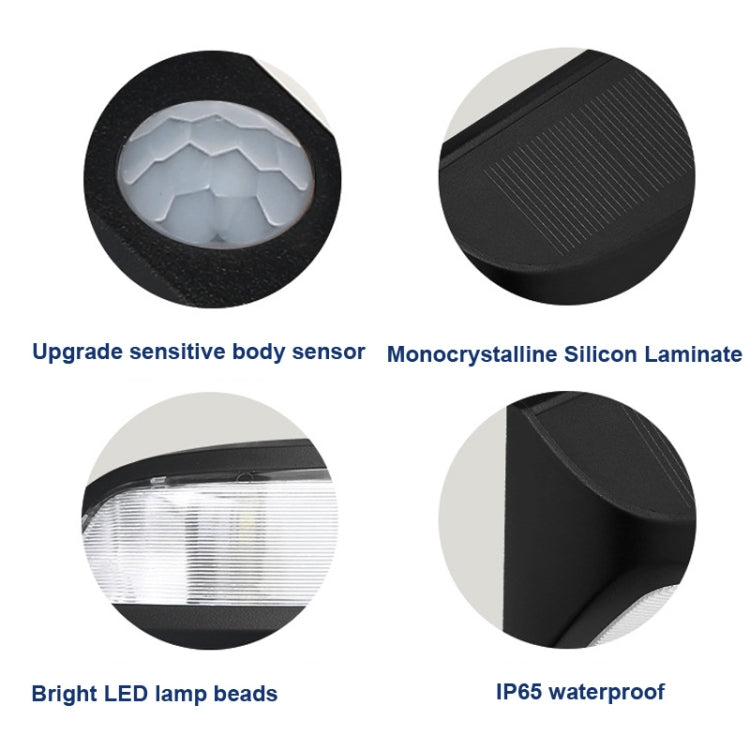 Lampe solaire murale de jardin à induction infrarouge 8 LED, lumière blanche, lumière chaude
