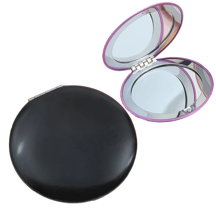 Miroir de Maquillage Compact Pliant Portable Coque Circulaire, Noir, Violet, Bleu Ciel, Rouge