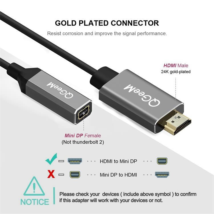 Convertisseur HDMI simple vers Mini DP QGeeM QG-HD02