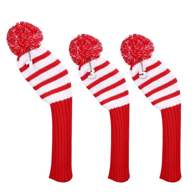 Lot de 3 housses tricotées pour clubs de golf en bois, 3 pièces rouges, 3 pièces noires