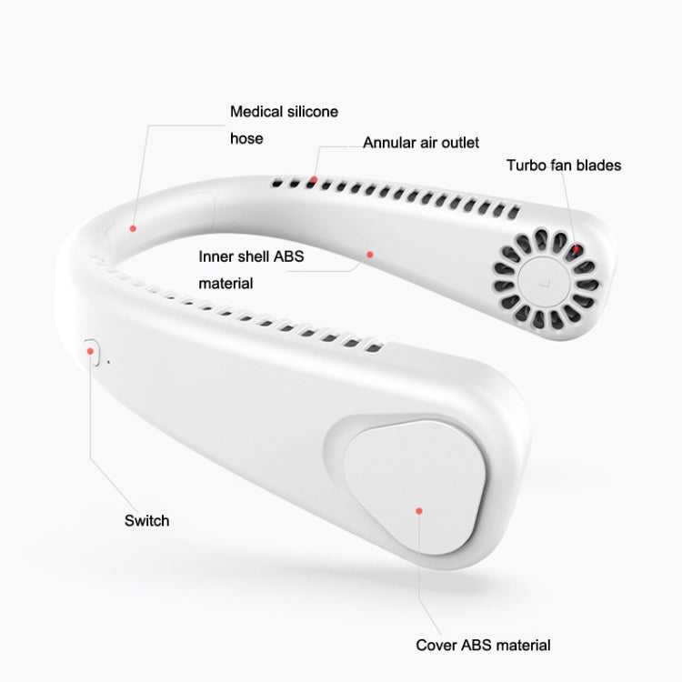 Ventilateur portable USB F2 à suspendre autour du cou pour extérieur, blanc, rose, bleu, vert