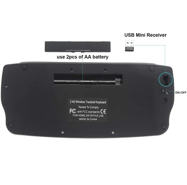 Clavier et souris sans fil MY-10 2.4G 78 touches 1200 DPI Mini clavier sans fil avec trackball