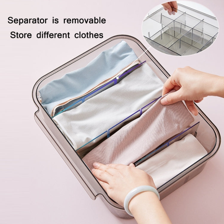 Boîte de rangement pour sous-vêtements et chaussettes à tiroir, avec séparation (gris transparent), sans séparation (gris transparent), avec séparation (transparent), sans séparation (transparent)