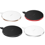 Chargeur sans fil rond en métal 15W charge rapide intelligente, noir + surface noire, argent + surface blanche, rouge + surface noire, or + surface blanche, miroir noir, miroir blanc