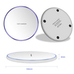Chargeur sans fil rond en métal 15W charge rapide intelligente, noir + surface noire, argent + surface blanche, rouge + surface noire, or + surface blanche, miroir noir, miroir blanc