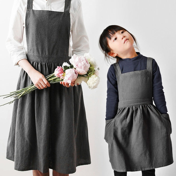 Tablier de Peinture Parent-Enfant en Coton et Lin, pour la Cuisson et le Café, Taille : Enfants (Gris), Enfants (Avoine), Adultes (Gris), Adultes (Avoine), Adulte (Rose)