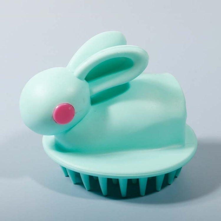 Brosse à shampoing en silicone en forme de lapin, blanc, vert, rose