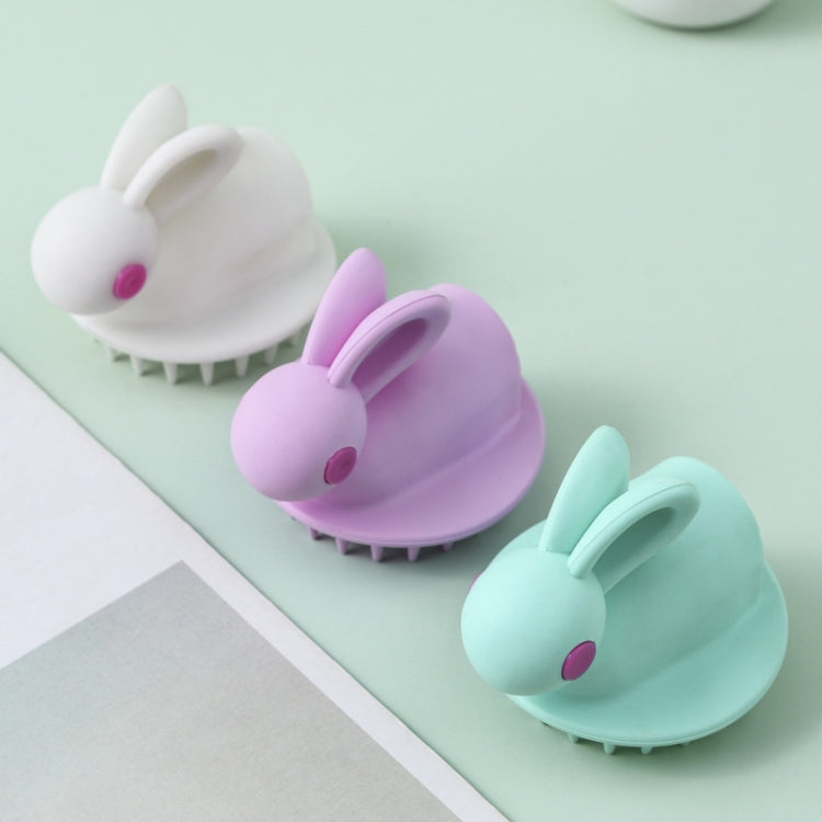 Brosse à shampoing en silicone en forme de lapin, blanc, vert, rose