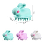 Brosse à shampoing en silicone en forme de lapin, blanc, vert, rose
