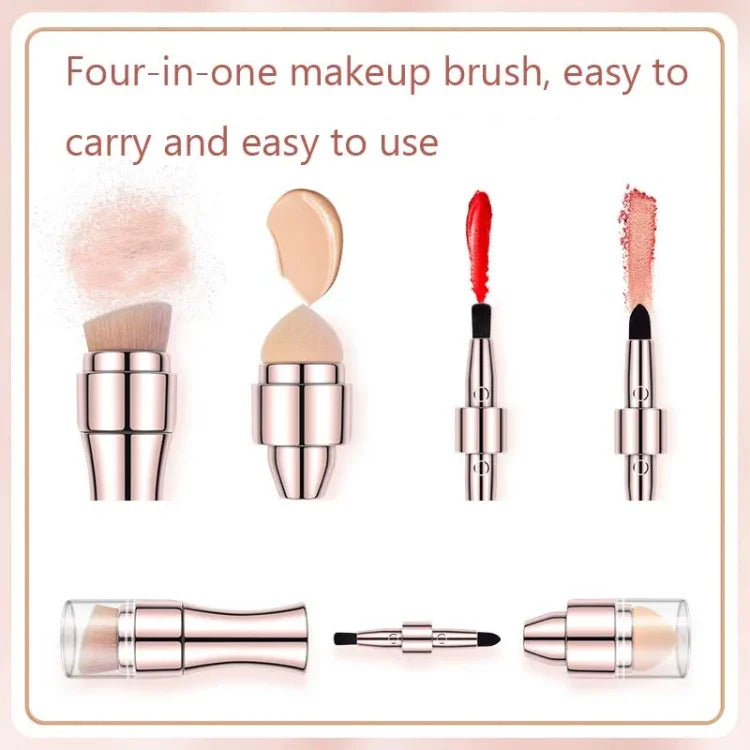 Pinceau de maquillage rétractable 4-en-1 en métal