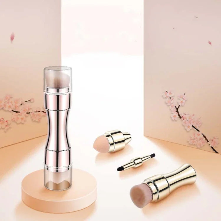 Pinceau de maquillage rétractable 4-en-1 en métal