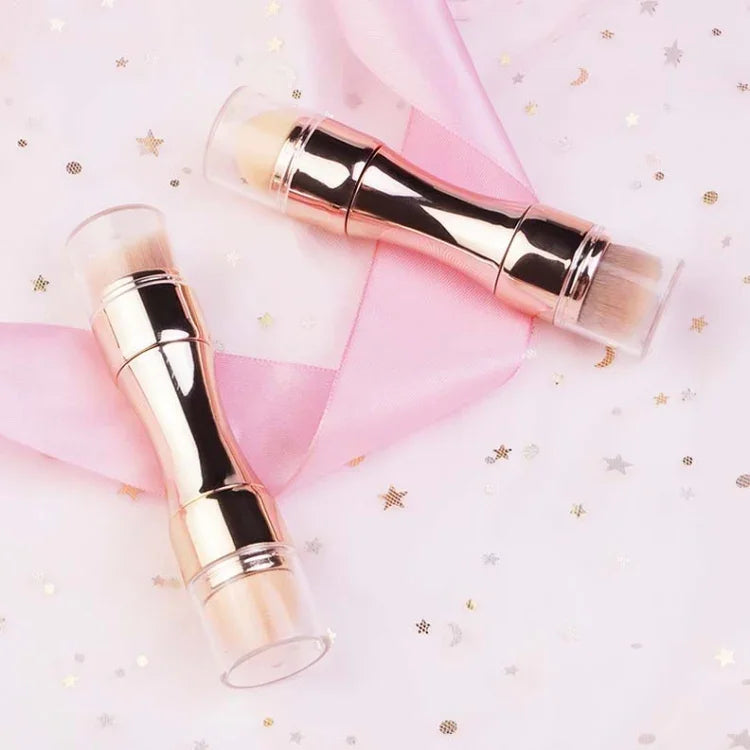 Pinceau de maquillage rétractable 4-en-1 en métal