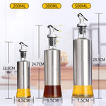Bouteille d'huile en verre et acier inoxydable pour cuisine, flacon distributeur à pression, 200 ml, 300 ml, 500 ml