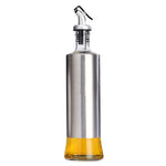 Bouteille d'huile en verre et acier inoxydable pour cuisine, flacon distributeur à pression, 200 ml, 300 ml, 500 ml