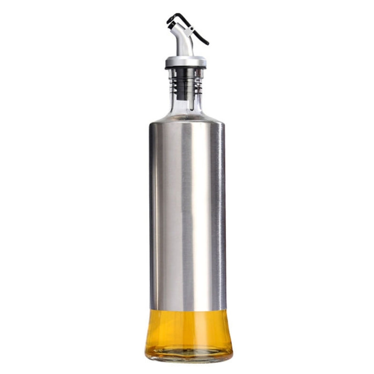Bouteille d'huile en verre et acier inoxydable pour cuisine, flacon distributeur à pression, 200 ml, 300 ml, 500 ml