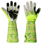 Gants de jardinage anti-crevaison avec manches prolongées, verts, roses