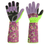 Gants de jardinage anti-crevaison avec manches prolongées, verts, roses