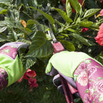 Gants de jardinage anti-crevaison avec manches prolongées, verts, roses
