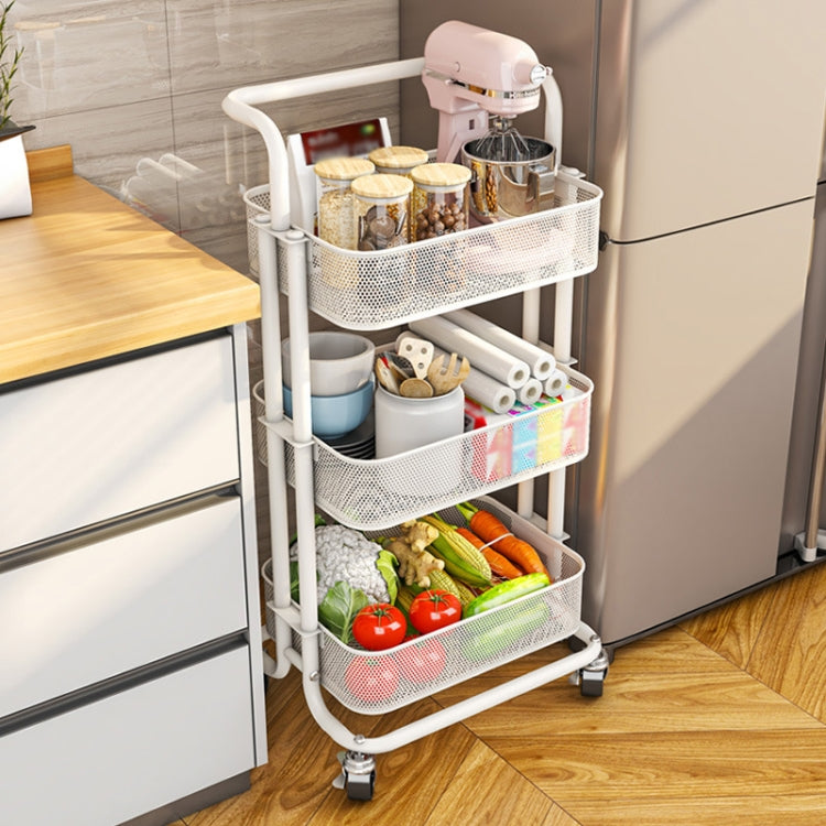 HP211015 Étagère de rangement de cuisine multifonctionnelle avec poulie, Blanc, Noir