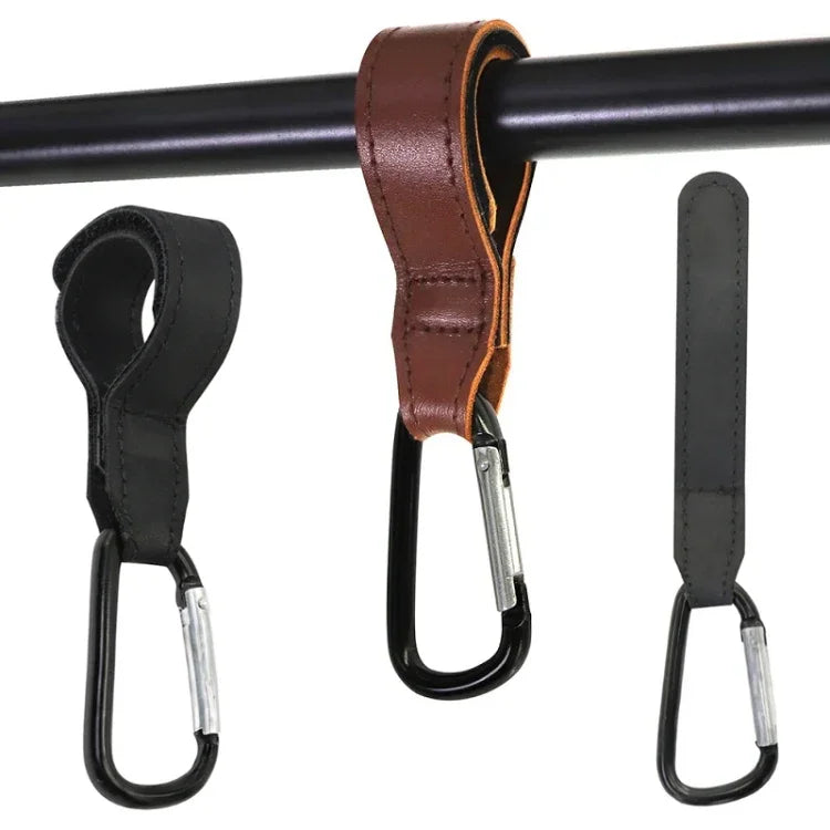 2 mousquetons pratiques pour poussette, marron, noir