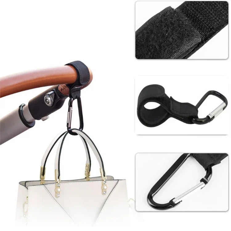 2 mousquetons pratiques pour poussette, marron, noir