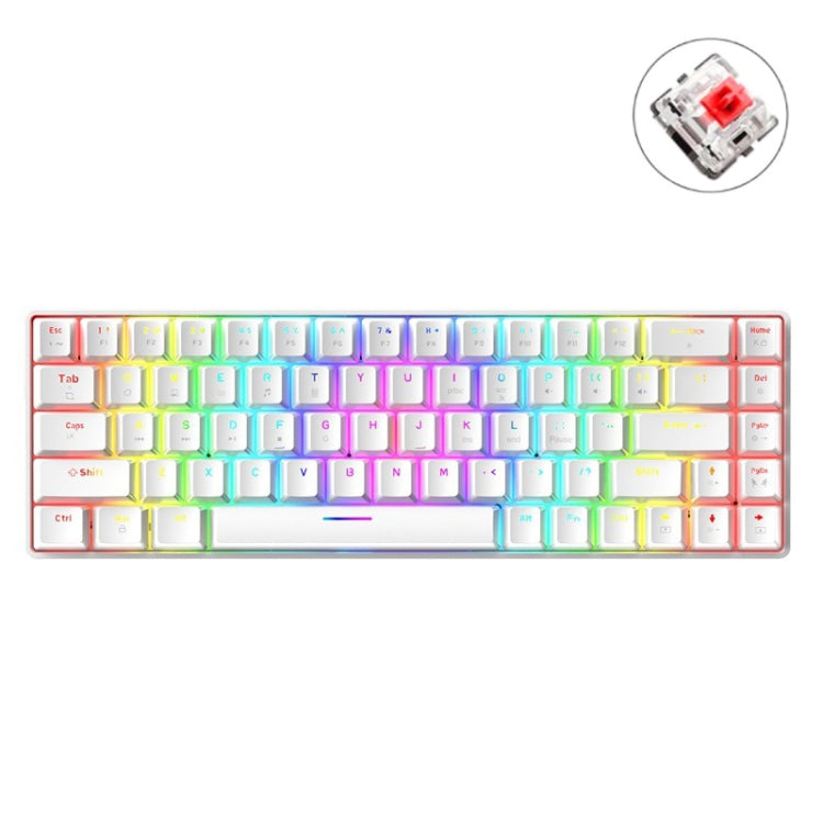 Clavier mécanique de jeu lumineux RGB ZIYOU LANG T8 68 touches, Longueur du câble : 1,6 m, T8 axe rouge blanc, T8 axe bleu vert, T8 axe rose vert, T8 axe noir vert, T8 axe noir thé, T8 axe blanc vert